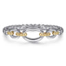 14K Yellow Gold and 925 Sterling Silver Bujukan Open Bangle Bracelet