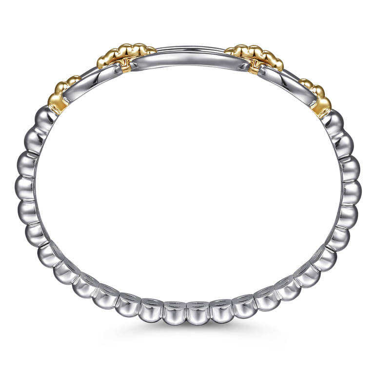 14K Yellow Gold and 925 Sterling Silver Bujukan Open Bangle Bracelet - Shot 3