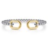 14K Yellow Gold and 925 Sterling Silver Bujukan Open Bangle Bracelet