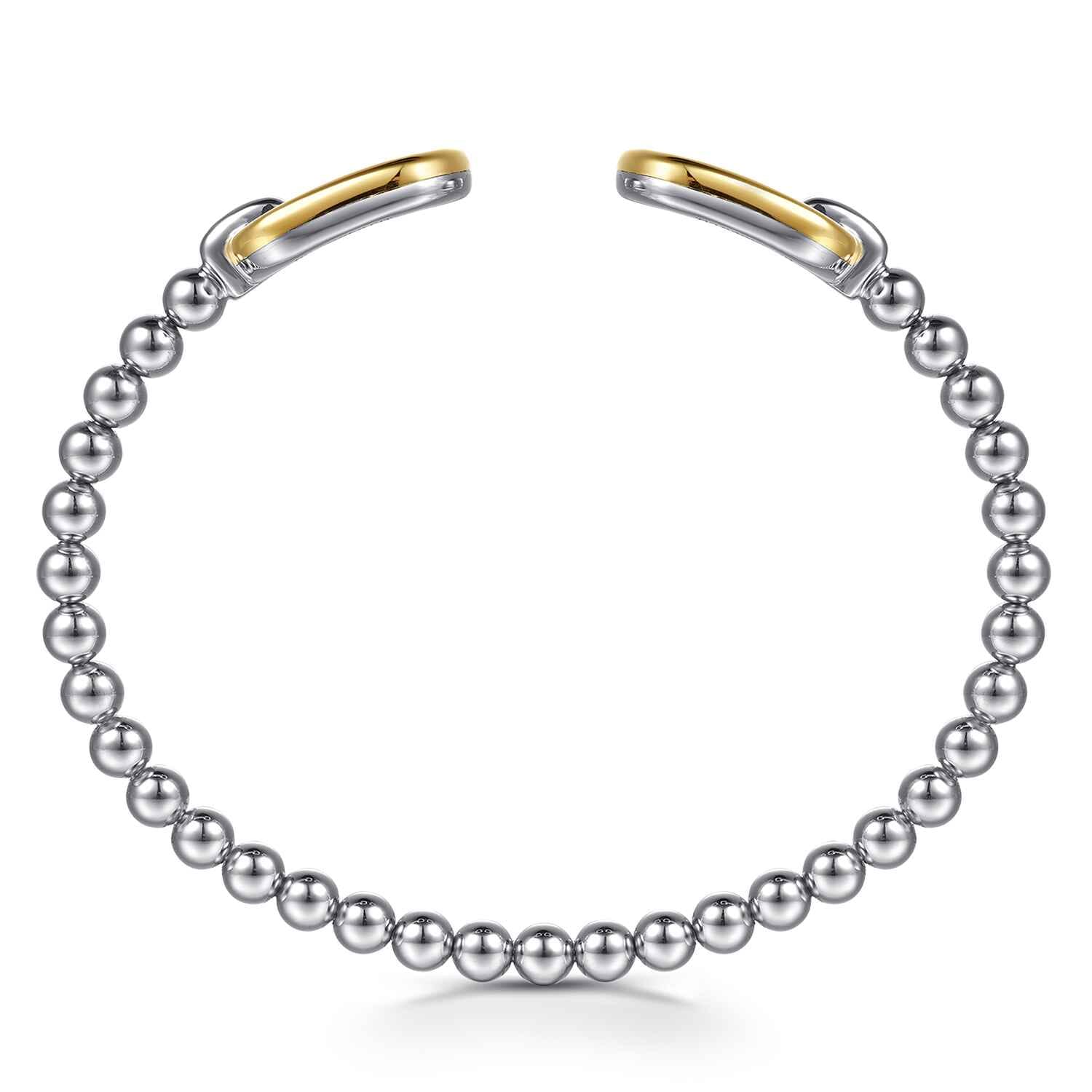 14K Yellow Gold and 925 Sterling Silver Bujukan Open Bangle Bracelet - Shot 3