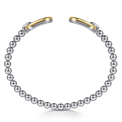 14K Yellow Gold and 925 Sterling Silver Bujukan Open Bangle Bracelet