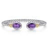 14K Yellow Gold and 925 Sterling Silver Bujukan Oval Amethyst Bangle