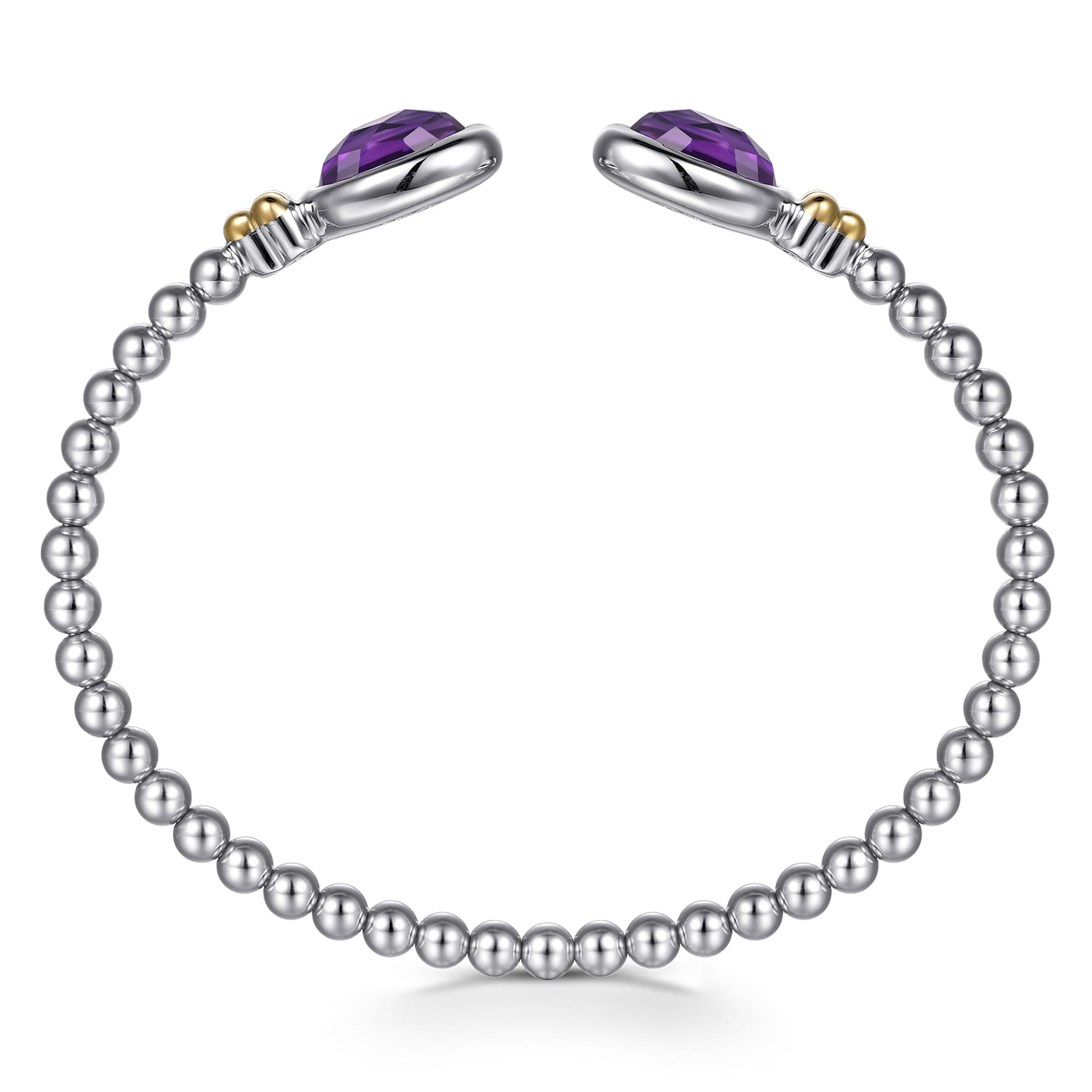 14K Yellow Gold and 925 Sterling Silver Bujukan Oval Amethyst Bangle