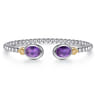 14K Yellow Gold and 925 Sterling Silver Bujukan Oval Amethyst Bangle