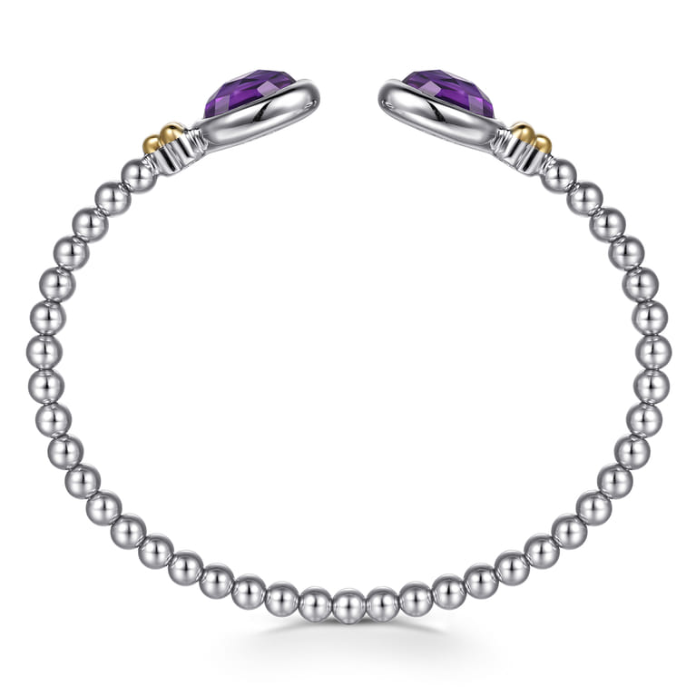14K Yellow Gold and 925 Sterling Silver Bujukan Oval Amethyst Bangle - Shot 3