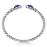 14K Yellow Gold and 925 Sterling Silver Bujukan Oval Amethyst Bangle