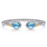 14K Yellow Gold and 925 Sterling Silver Bujukan Oval Blue Topaz Bangle
