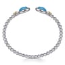 14K Yellow Gold and 925 Sterling Silver Bujukan Oval Blue Topaz Bangle