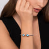 14K Yellow Gold and 925 Sterling Silver Bujukan Oval Blue Topaz Bangle