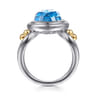 14K Yellow Gold and 925 Sterling Silver Bujukan Oval Blue Topaz Cocktail Ring