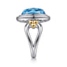 14K Yellow Gold and 925 Sterling Silver Bujukan Oval Blue Topaz Cocktail Ring