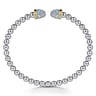 14K Yellow Gold and 925 Sterling Silver Bujukan Pave Blue Topaz Bullet Split Bangle Bracelet