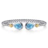 14K Yellow Gold and 925 Sterling Silver Bujukan Pear Blue Topaz Bangle