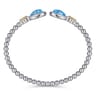 14K Yellow Gold and 925 Sterling Silver Bujukan Pear Blue Topaz Bangle