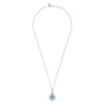 14K Yellow Gold and 925 Sterling Silver Bujukan Pear Blue Topaz Pendant Necklace