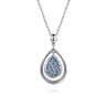 14K Yellow Gold and 925 Sterling Silver Bujukan Pear Blue Topaz Pendant Necklace