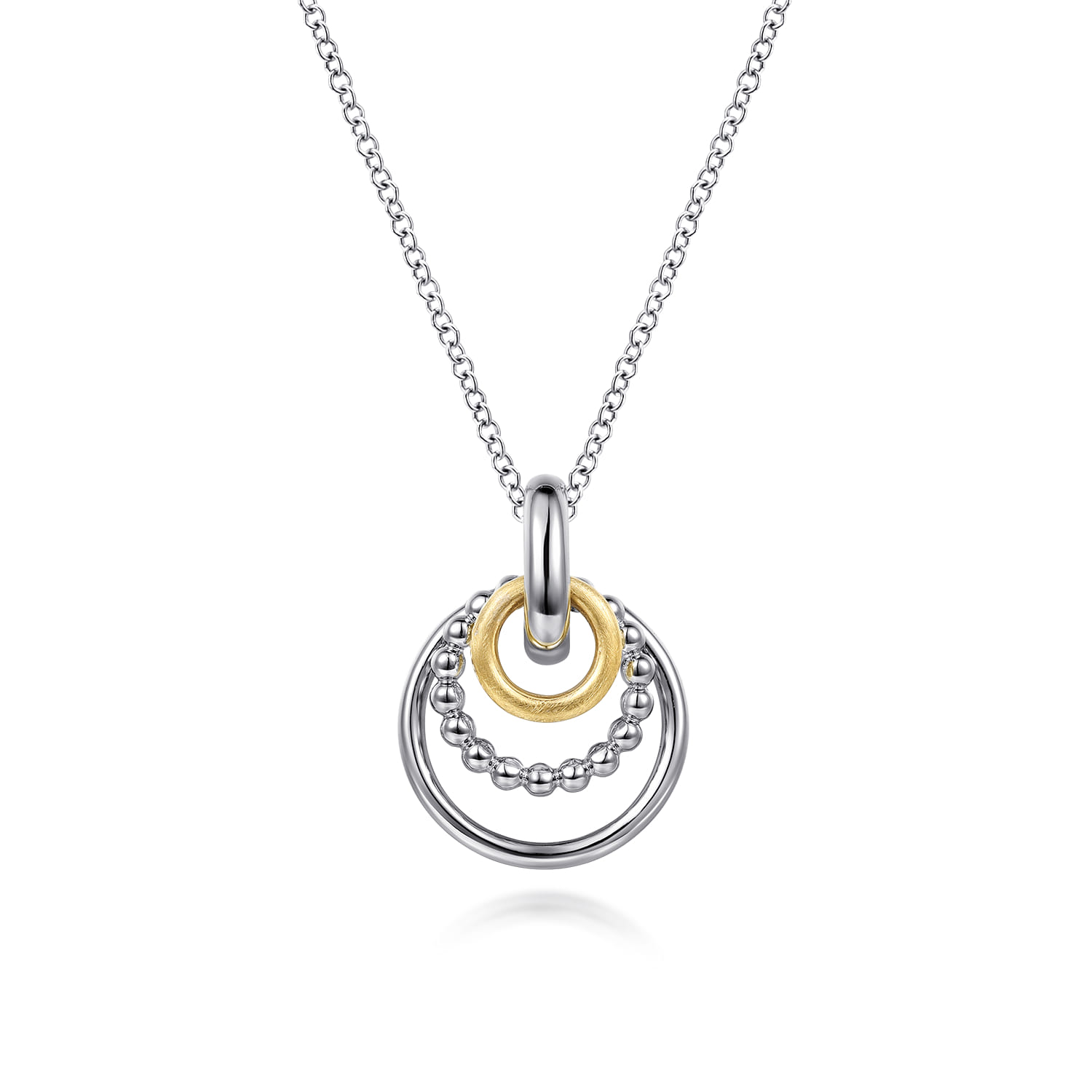14K Yellow Gold and 925 Sterling Silver Bujukan Pendant Necklace - Shot 1