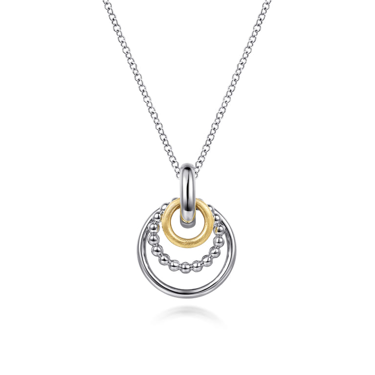 14K Yellow Gold and 925 Sterling Silver Bujukan Pendant Necklace - Shot 1