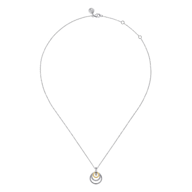 14K Yellow Gold and 925 Sterling Silver Bujukan Pendant Necklace - Shot 2