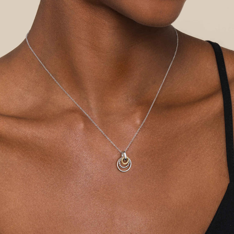 14K Yellow Gold and 925 Sterling Silver Bujukan Pendant Necklace - Shot 3