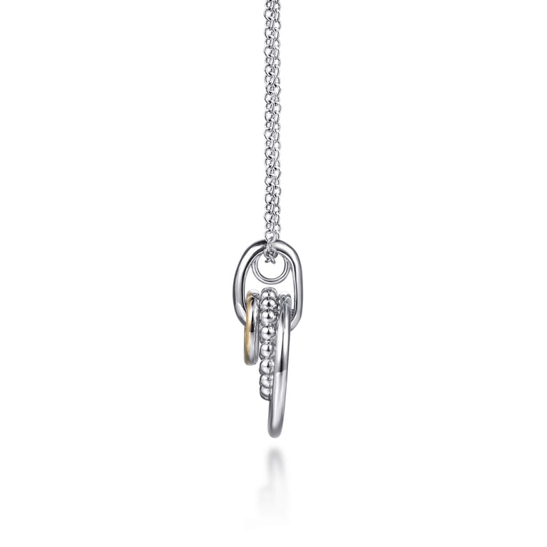 14K Yellow Gold and 925 Sterling Silver Bujukan Pendant Necklace - Shot 4