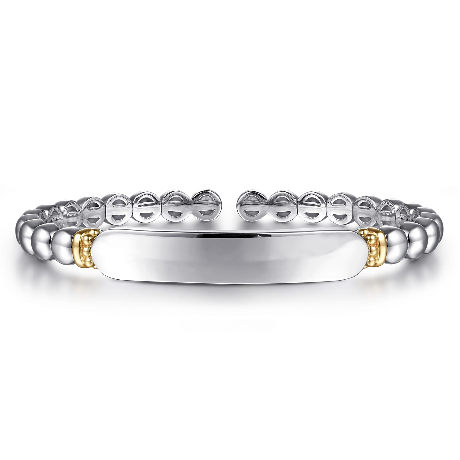 14K Yellow Gold and 925 Sterling Silver Bujukan Personalize Open Bangle Bracelet - Shot 1