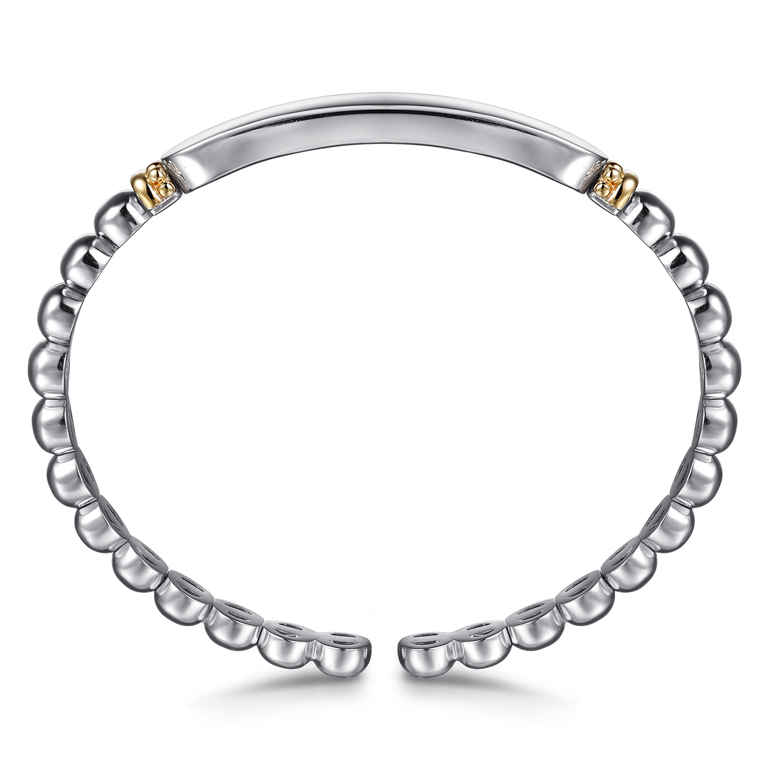 14K Yellow Gold and 925 Sterling Silver Bujukan Personalize Open Bangle Bracelet - Shot 3