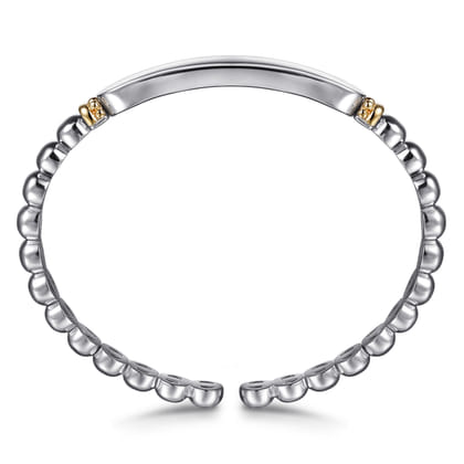 14K Yellow Gold and 925 Sterling Silver Bujukan Personalize Open Bangle Bracelet