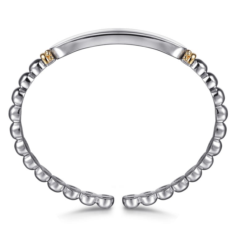 14K Yellow Gold and 925 Sterling Silver Bujukan Personalize Open Bangle Bracelet - Shot 3