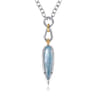 14K Yellow Gold and 925 Sterling Silver Bujukan Rock Crystal White Mother Pearl Turquoise Pendant Necklace