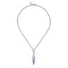 14K Yellow Gold and 925 Sterling Silver Bujukan Rock Crystal White Mother Pearl Turquoise Pendant Necklace