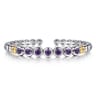 14K Yellow Gold and 925 Sterling Silver Bujukan Round Amethyst Bangle