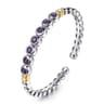 14K Yellow Gold and 925 Sterling Silver Bujukan Round Amethyst Bangle