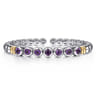 14K Yellow Gold and 925 Sterling Silver Bujukan Round Amethyst Bangle