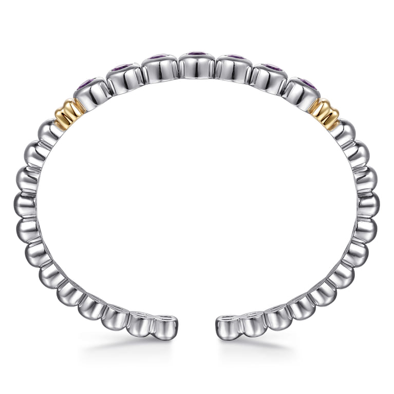 14K Yellow Gold and 925 Sterling Silver Bujukan Round Amethyst Bangle - Shot 3
