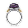 14K Yellow Gold and 925 Sterling Silver Bujukan Round Amethyst Cocktail Ring