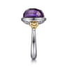 14K Yellow Gold and 925 Sterling Silver Bujukan Round Amethyst Cocktail Ring