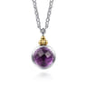14K Yellow Gold and 925 Sterling Silver Bujukan Round Amethyst Pendant Necklace
