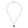 14K Yellow Gold and 925 Sterling Silver Bujukan Round Amethyst Pendant Necklace