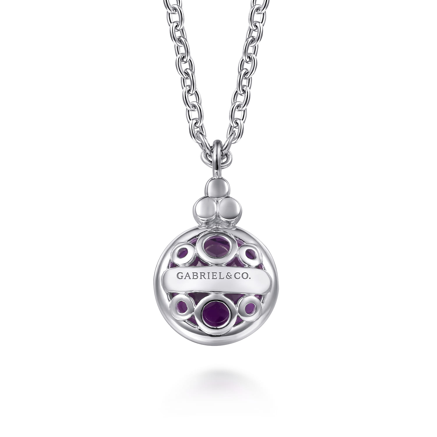 14K Yellow Gold and 925 Sterling Silver Bujukan Round Amethyst Pendant Necklace