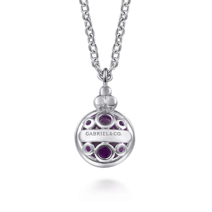 14K Yellow Gold and 925 Sterling Silver Bujukan Round Amethyst Pendant Necklace