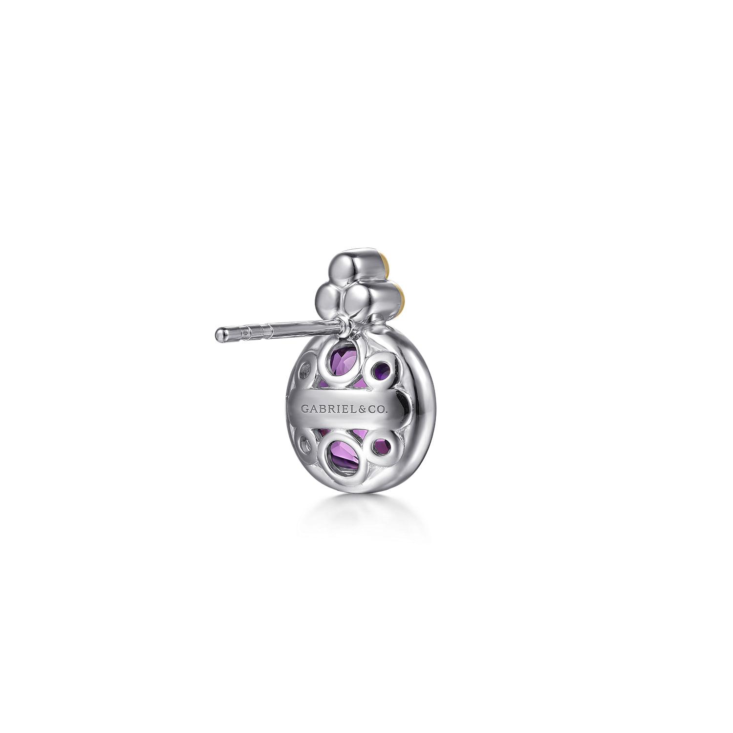 14K Yellow Gold and 925 Sterling Silver Bujukan Round Amethyst Stud Earrings
