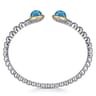 14K Yellow Gold and 925 Sterling Silver Bujukan Round Blue Topaz Bangle Bracelet