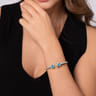14K Yellow Gold and 925 Sterling Silver Bujukan Round Blue Topaz Bangle Bracelet