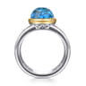 14K Yellow Gold and 925 Sterling Silver Bujukan Round Blue Topaz Cocktail Ring