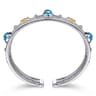 14K Yellow Gold and 925 Sterling Silver Bujukan Round Blue Topaz Cuff Bangle Bracelet