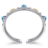 14K Yellow Gold and 925 Sterling Silver Bujukan Round Blue Topaz Cuff Bangle Bracelet