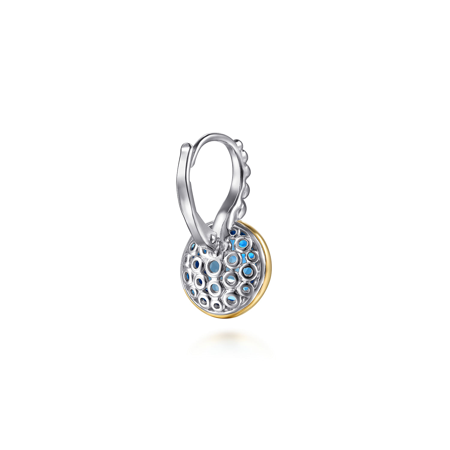 14K Yellow Gold and 925 Sterling Silver Bujukan Round Blue Topaz Leverback Earrings