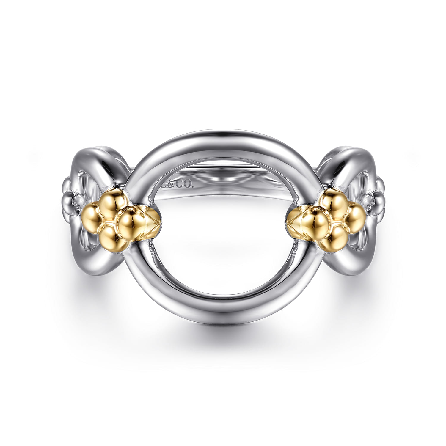 14K Yellow Gold and 925 Sterling Silver Bujukan Round Link Chain Ring - Shot 1