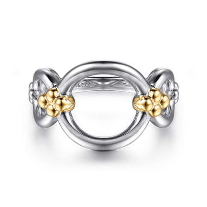14K Yellow Gold and 925 Sterling Silver Bujukan Round Link Chain Ring